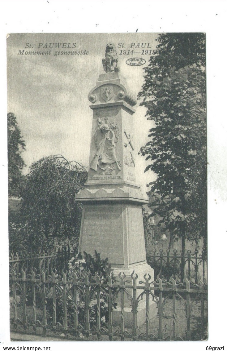 St.Pauwels. St.Paul. Monument Gesneuvelde 1914-1918. - Sint-Gillis-Waas