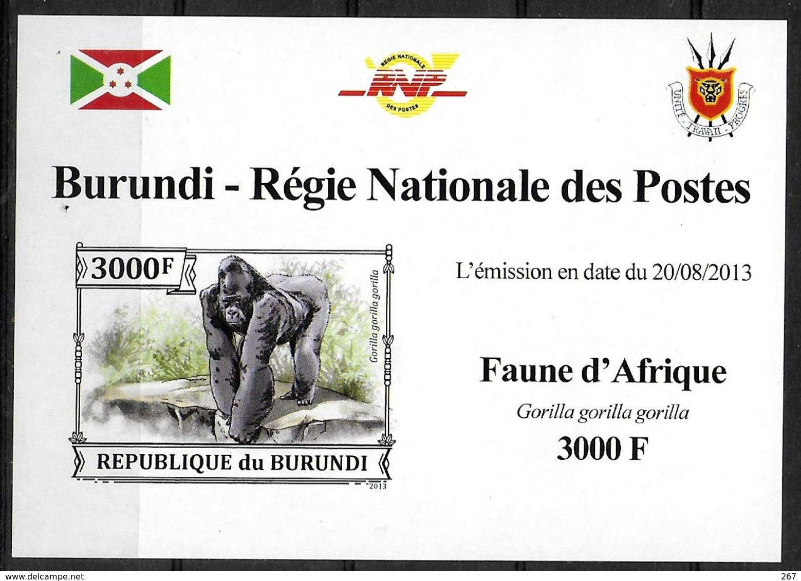 BURUNDI Epreuve De Luxe  N° 2101  * *    NON DENTELE Gorilles - Gorilles