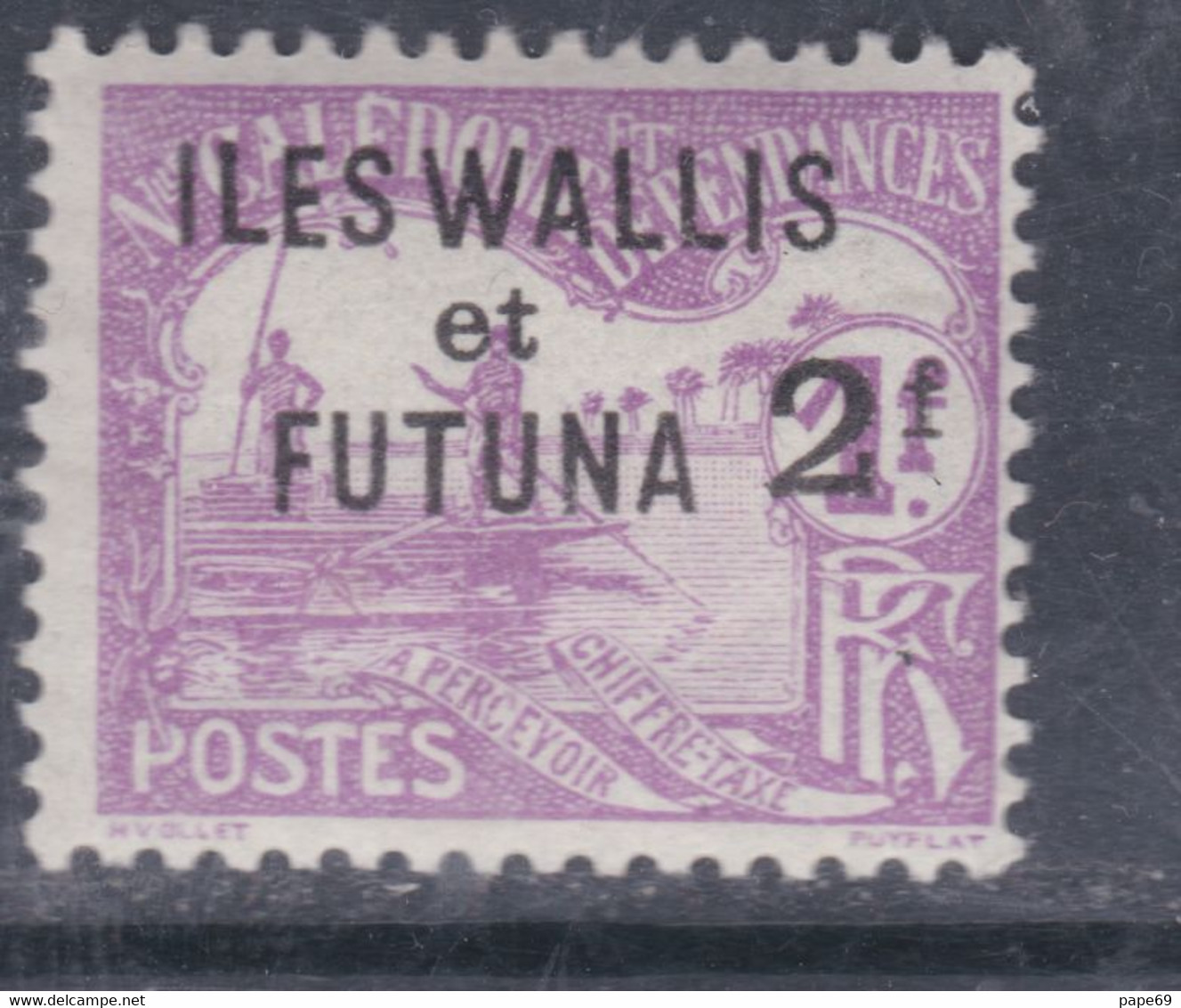 Wallis Et Futuna  Taxe N° 9  X  2 F. Sur 1f. Violet Trace De Charnière Sinon  TB - Portomarken