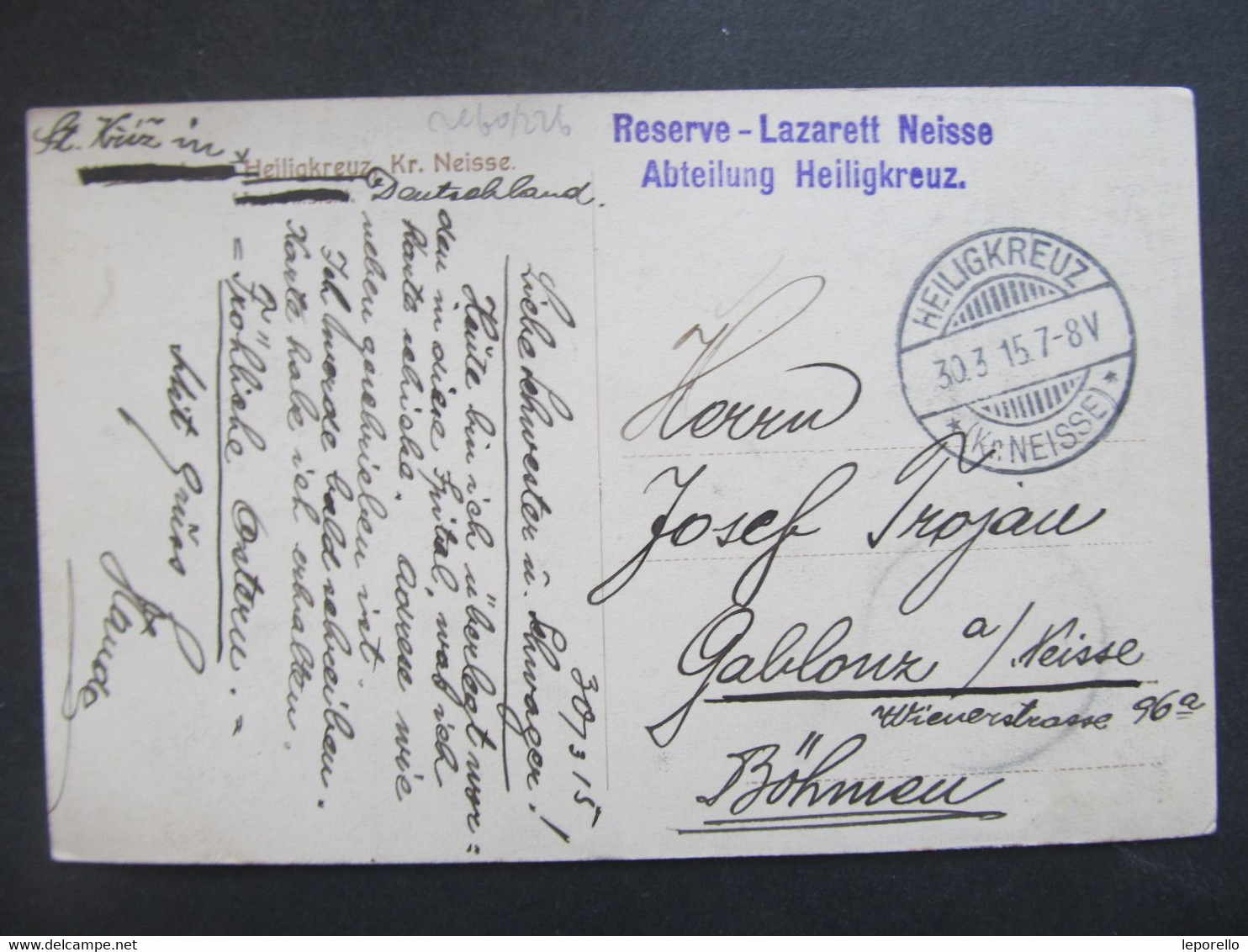 AK NEISSE Nysa Heiligkreuz Mondschein 1915 Feldpost // D*54101 - Schlesien