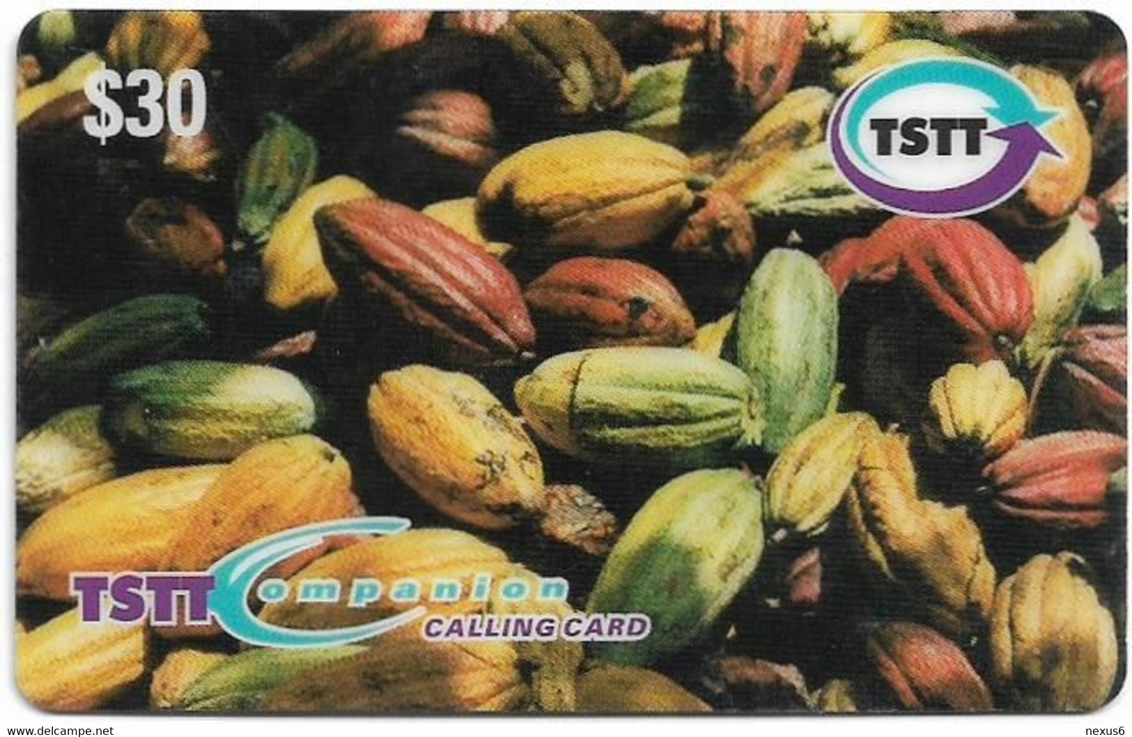 Trinidad & Tobago - TSTT (Prepaid) - Cocoa Pods (Logo At Right, Value At Left), Remote Mem. 30$, 2001, Used - Trinidad & Tobago