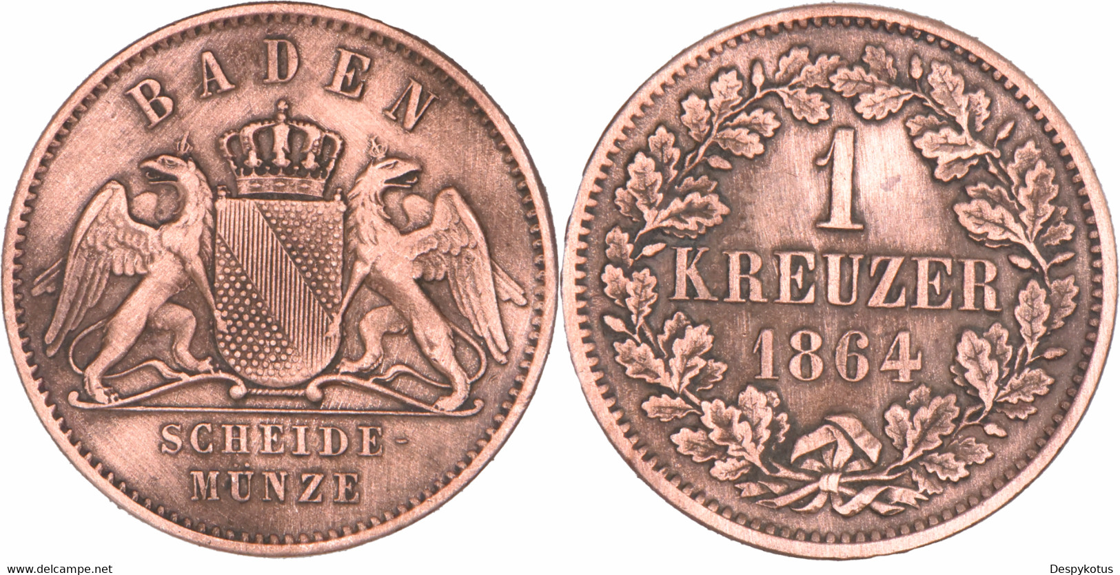 Allemagne - Grand Duché De Bade - 1864 - 1 Kreuzer - Friedrich I - 723 930 Ex. 10-081 - Taler Et Doppeltaler