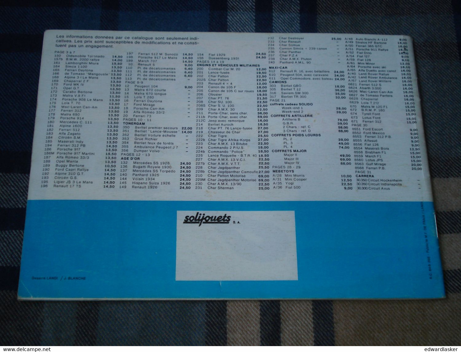 Catalogue SOLIDO 1973 - Voitures Miniatures - 32 Pages Sans Mention - Catalogues & Prospectus