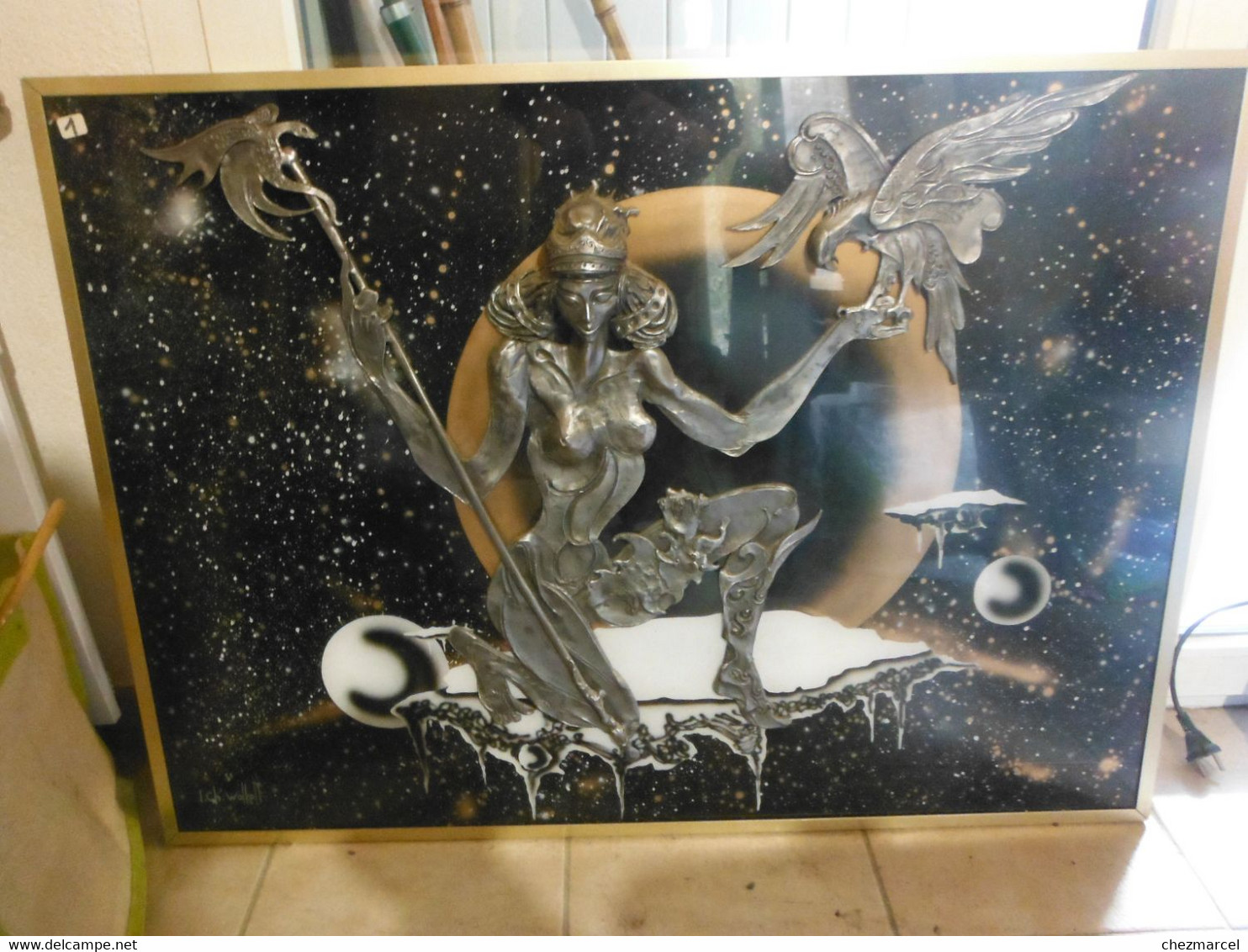 Rare Et Unique Sculture Etain Sur Peinture Signee De L Atelier D Art Wolkoff De 1986 Intitule TERRA (tres Lourd) - Zeitgenössische Kunst