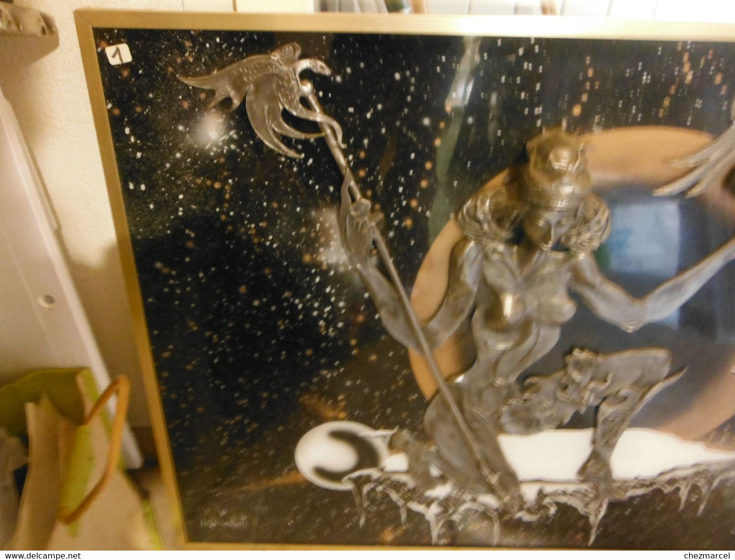 Rare Et Unique Sculture Etain Sur Peinture Signee De L Atelier D Art Wolkoff De 1986 Intitule TERRA (tres Lourd) - Hedendaagse Kunst