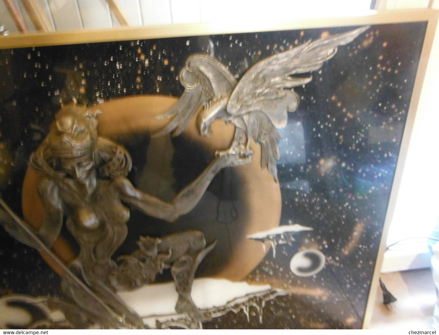 rare et unique sculture etain sur peinture signee de l atelier d art wolkoff de 1986 intitule TERRA (tres lourd)