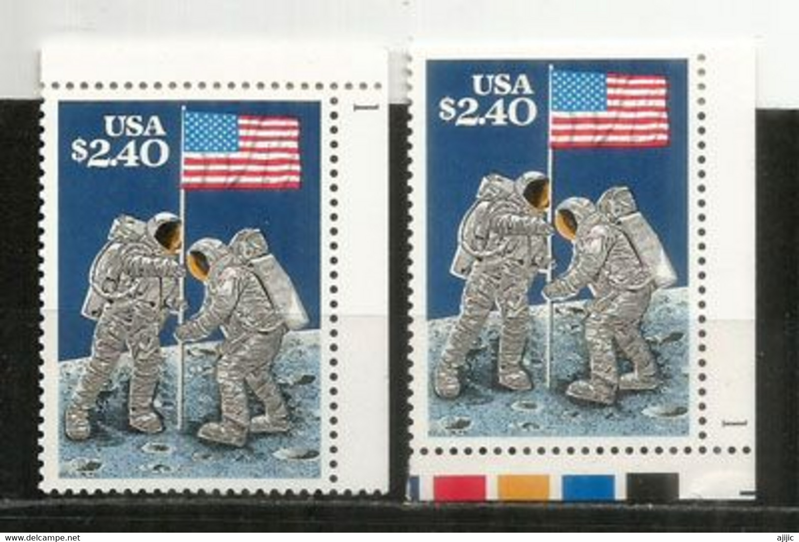 USA: Moon Landing Astronauts (20TH ANNIVERSARY), 2 Timbres Neufs ** Différents - Etats-Unis