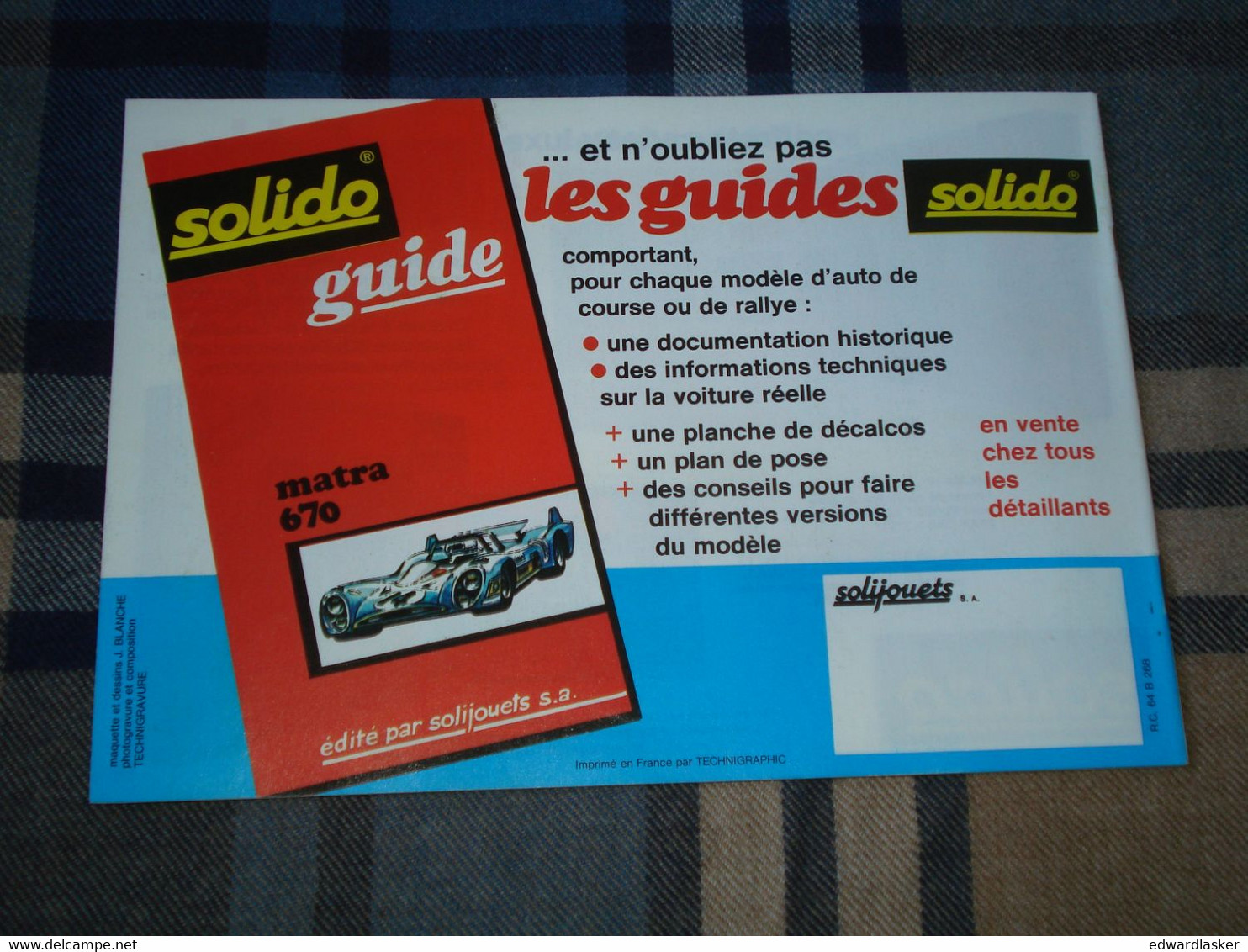 Catalogue SOLIDO 1975 - Voitures Miniatures - Catalogues