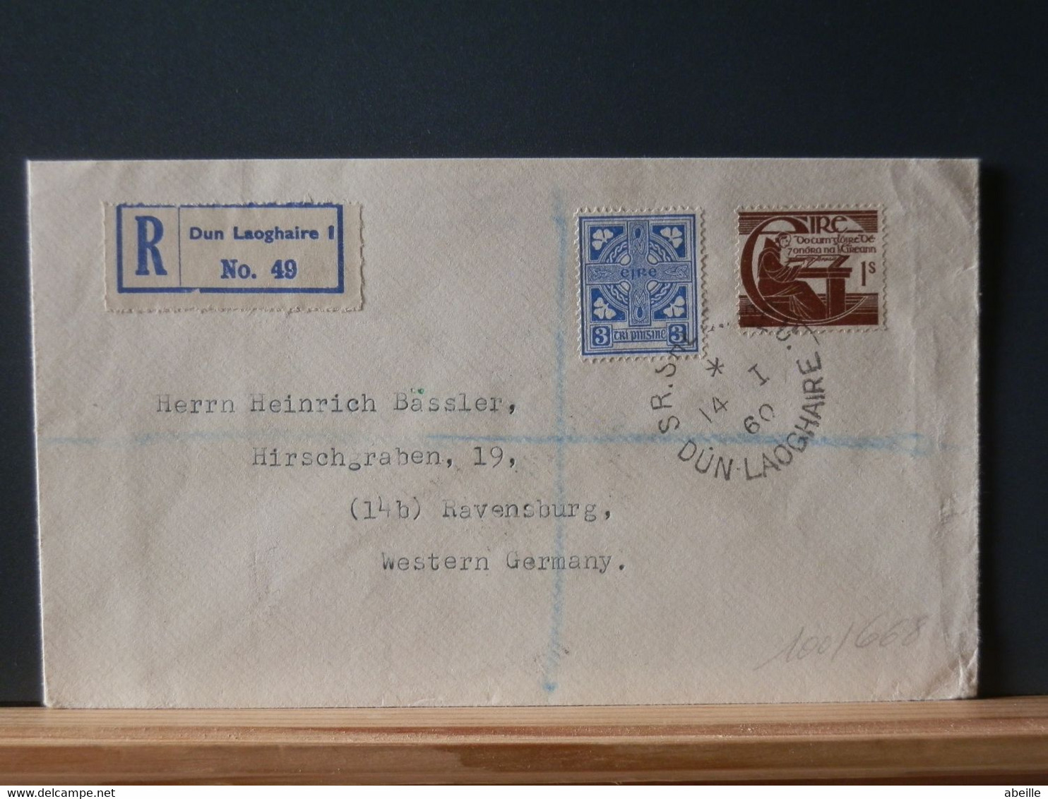 100/668 REGISTRED LETTER  1960 EIRE TO HGERMANY - Storia Postale