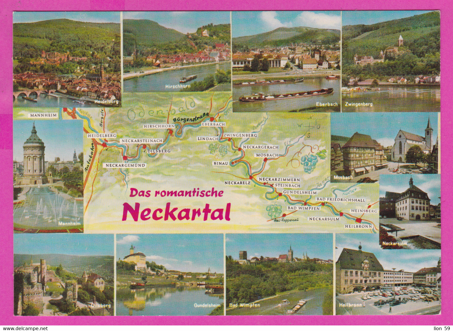 283264 / Germany Neckartal MAP Mannheim Heidelberg Neckargemund Neckarsteinach Hirschhorn Eberbach Lindach Binau Mosbach - Cartes Géographiques