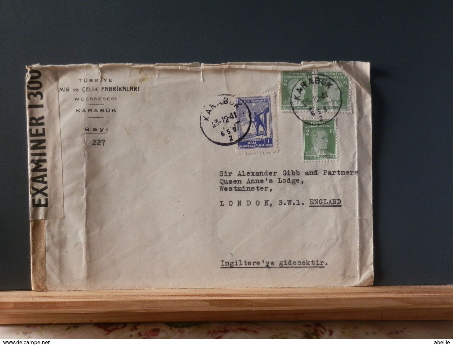 100/674 LETTER  TURC 1941 TO LONDON CENSOR - Cartas & Documentos