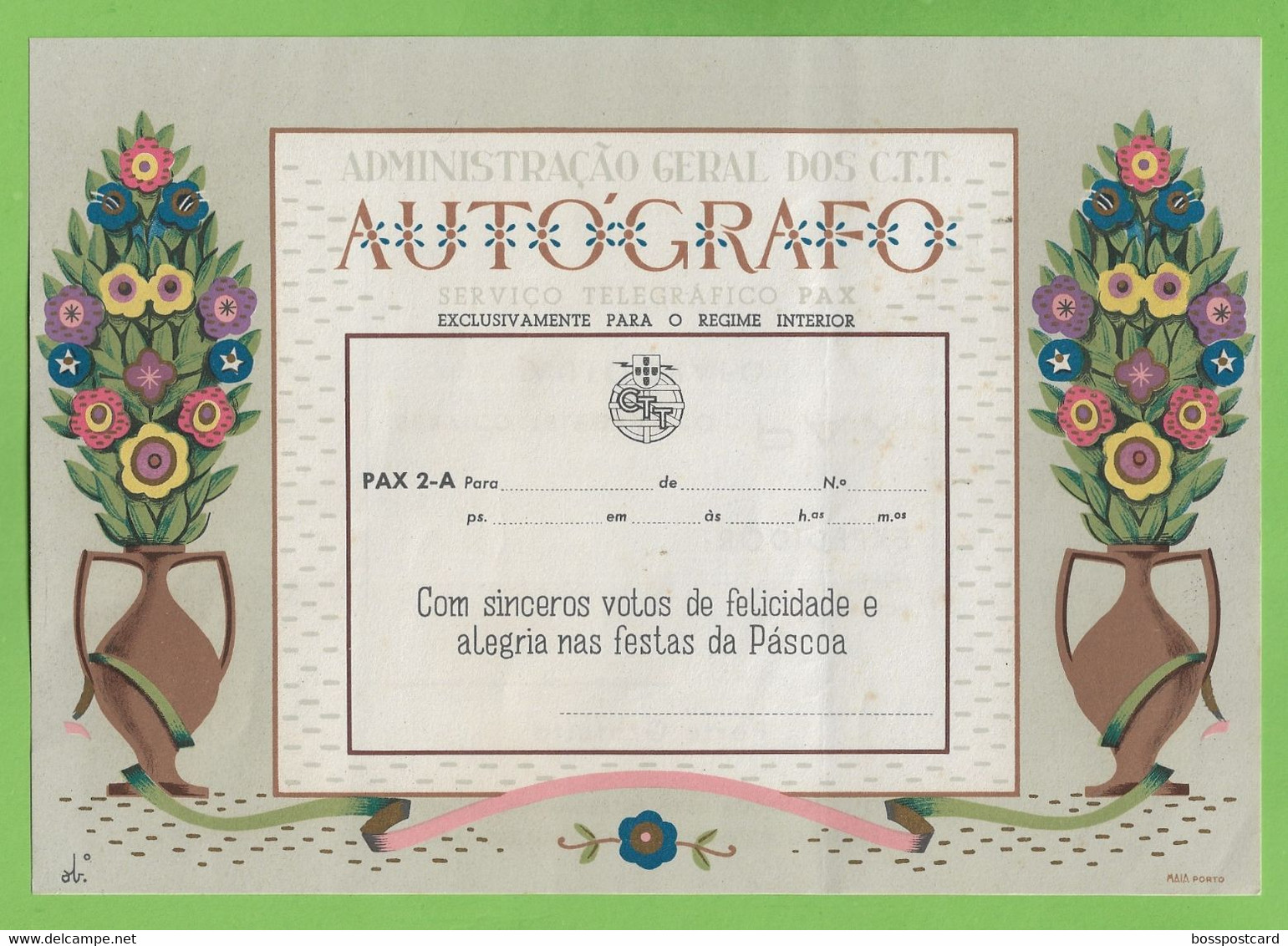 História Postal - Filatelia - Autógrafo Dos CTT - Telegrama - Telegram - Philately - Portugal - Brieven En Documenten