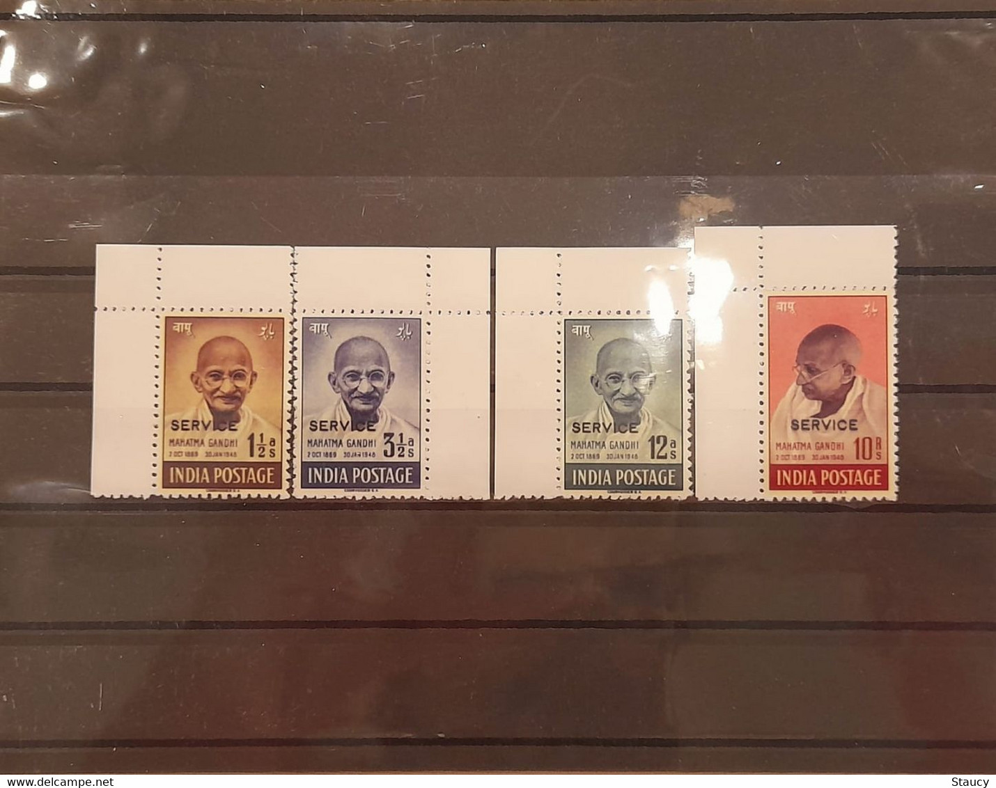 India 1948 Mahatma Gandhi Mourning Replica 4v SET "Service" Overprint (SGO150a - SGO150d) With MARGINS MINT As Per Scan - Unused Stamps