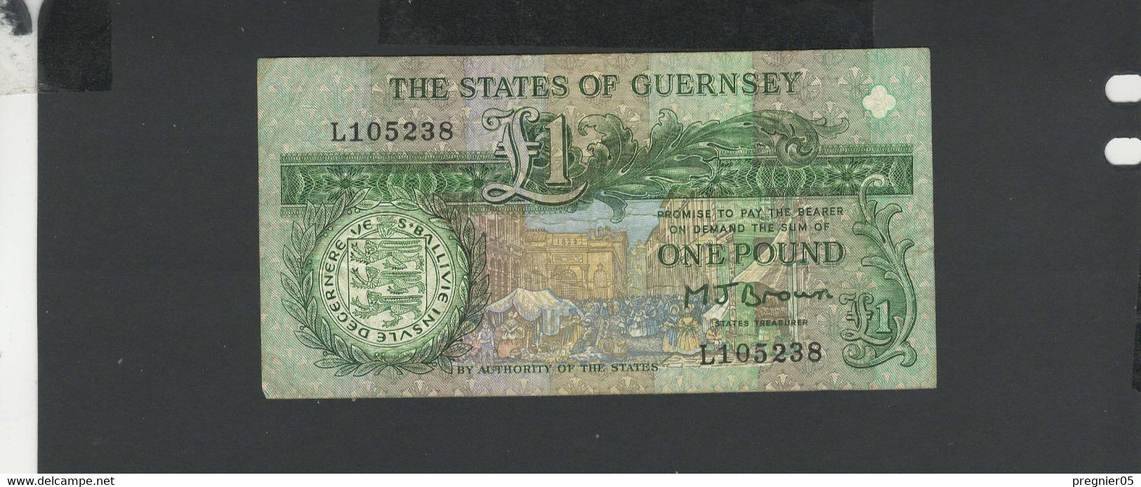 GUERNESEY - Billet 1 Pound De Lisle Brock TTB Pick 52a N° 105238 - Guernsey