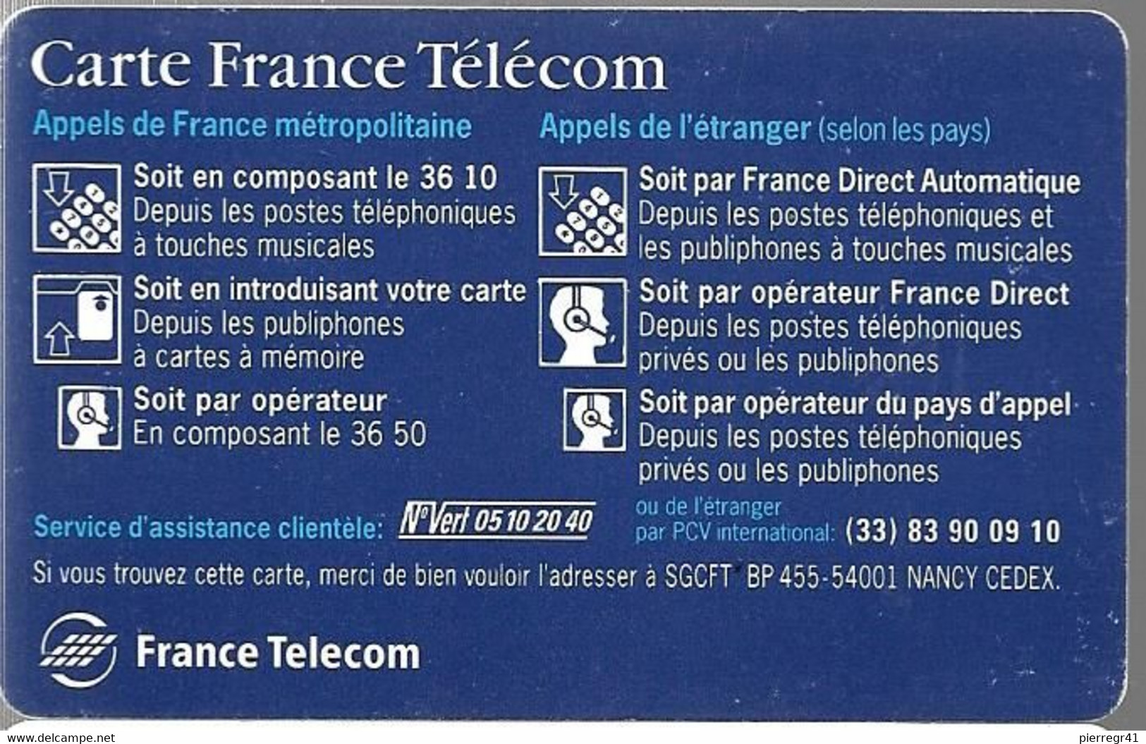 1-CARTE FRANCE TELECOM-PUCE BULL G-INTERNATIONALE- TBE - Tipo Pastel