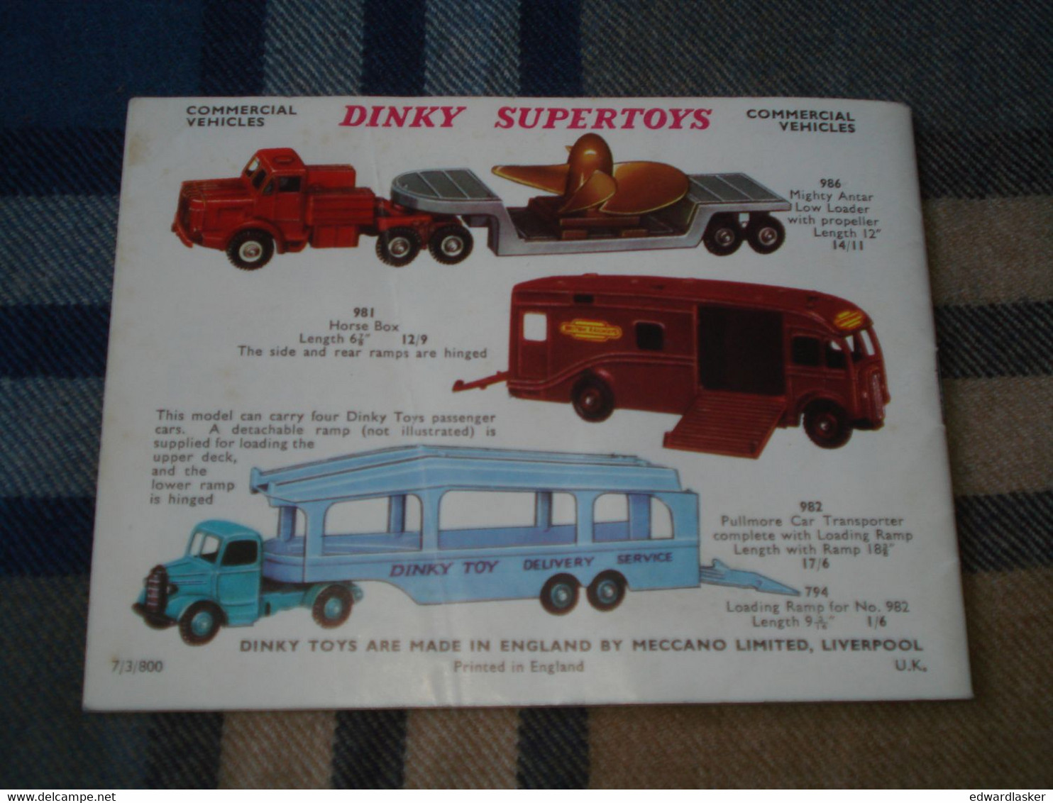 Catalogue Original DINKY TOYS 1960 - édition UK - Voitures Miniatures - Catalogues & Prospectus