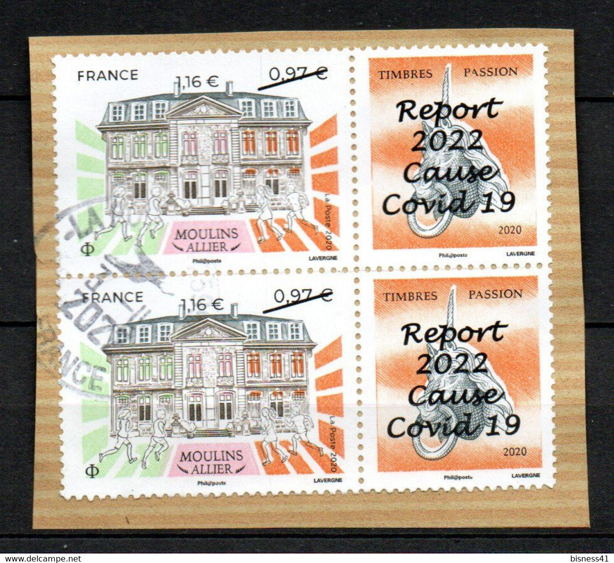 France Oblitéré Used 2022 Moulins Surchargé Paire Rare Cachet Rond - Used Stamps