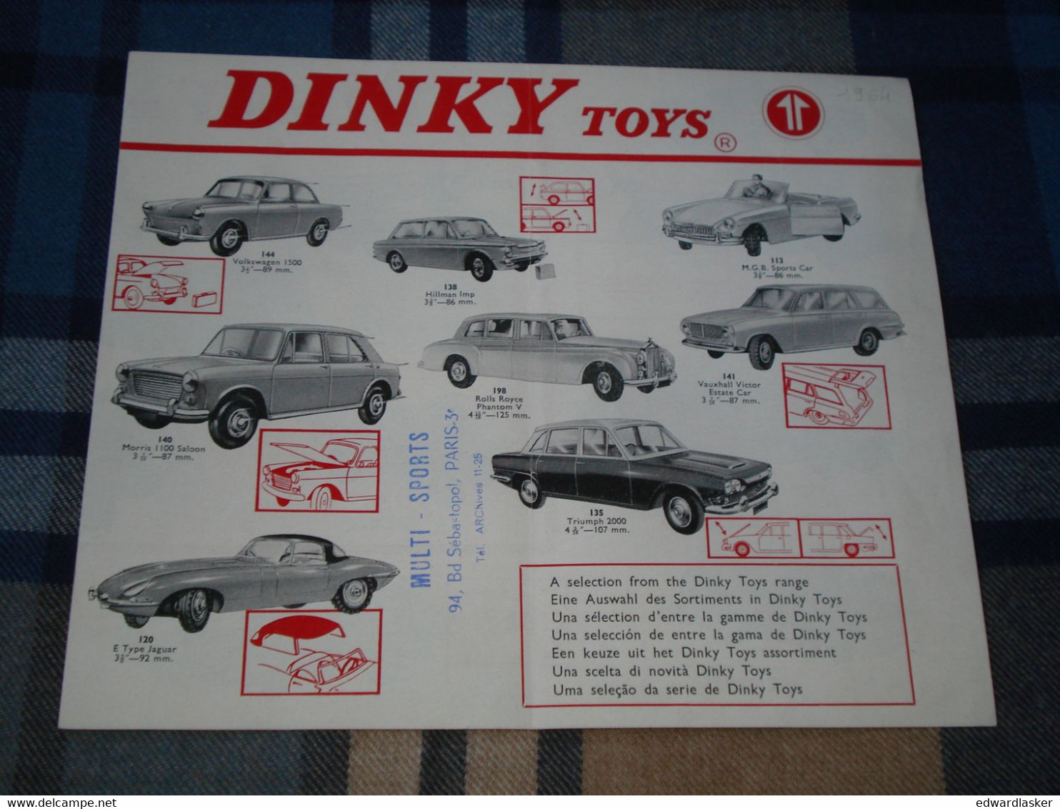 Feuillet Catalogue Original DINKY TOYS 1964 - Voitures Miniatures - Catalogi