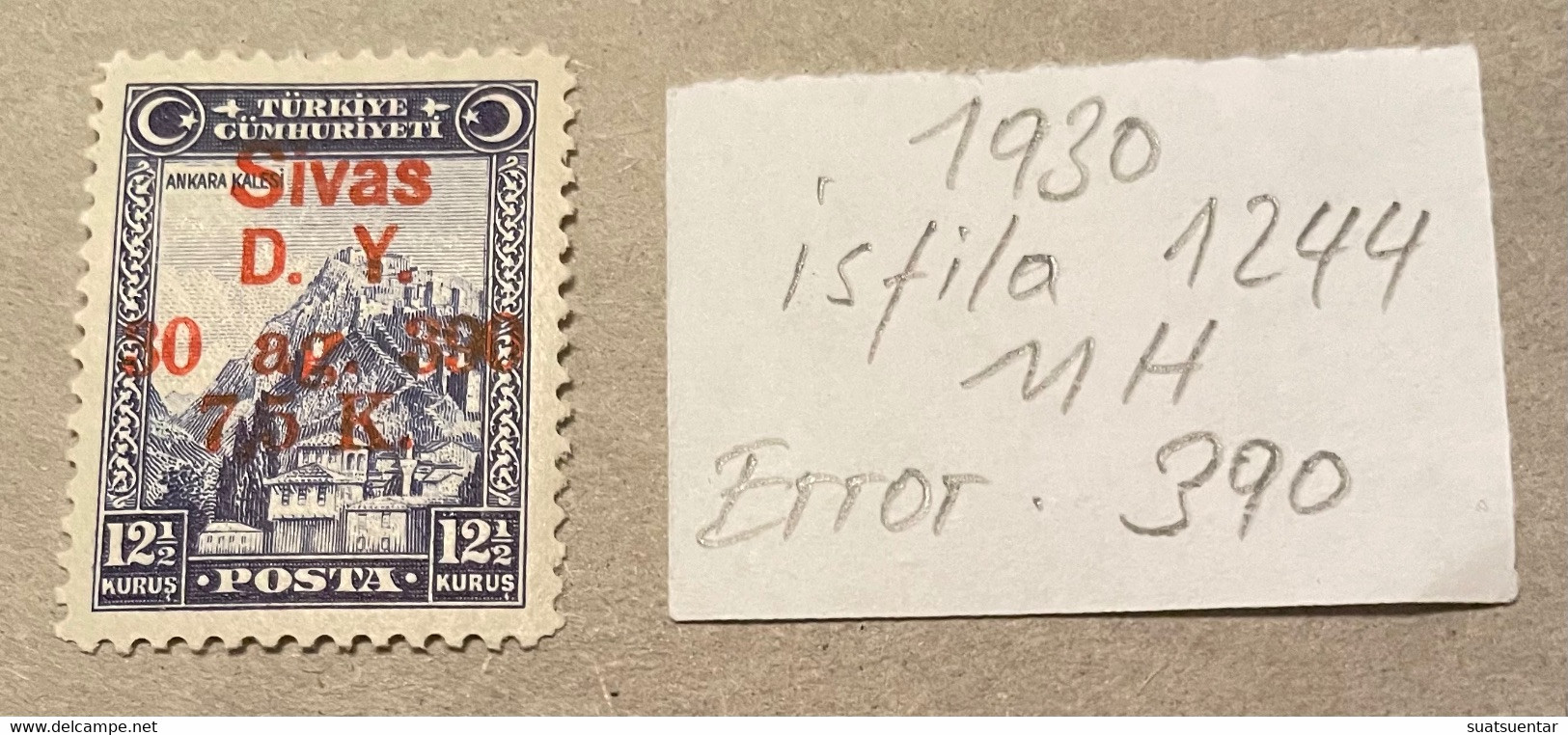 1930 Sivas-Ankara Railway Stamps Error   390 MH Isfila 1244 - Ungebraucht