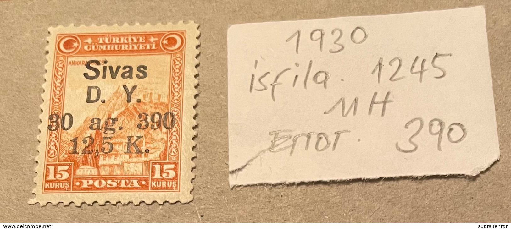1930 Sivas-Ankara Railway Stamps Error   390 MH Isfila 1245 - Nuovi