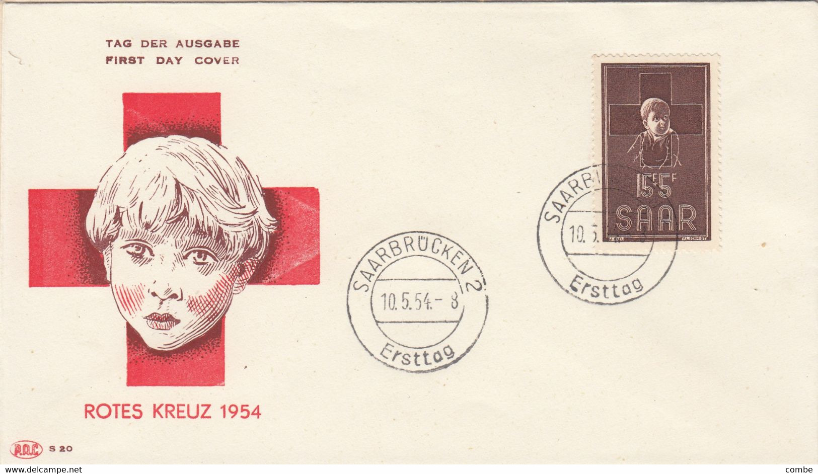 SAAR. FDC. Mi 350. ROTES KREUZ 1954  /  2 - FDC