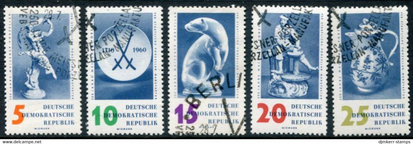 DDR / E. GERMANY 1960 Meissen Porcelain Used.  Michel  774-78 - Usati