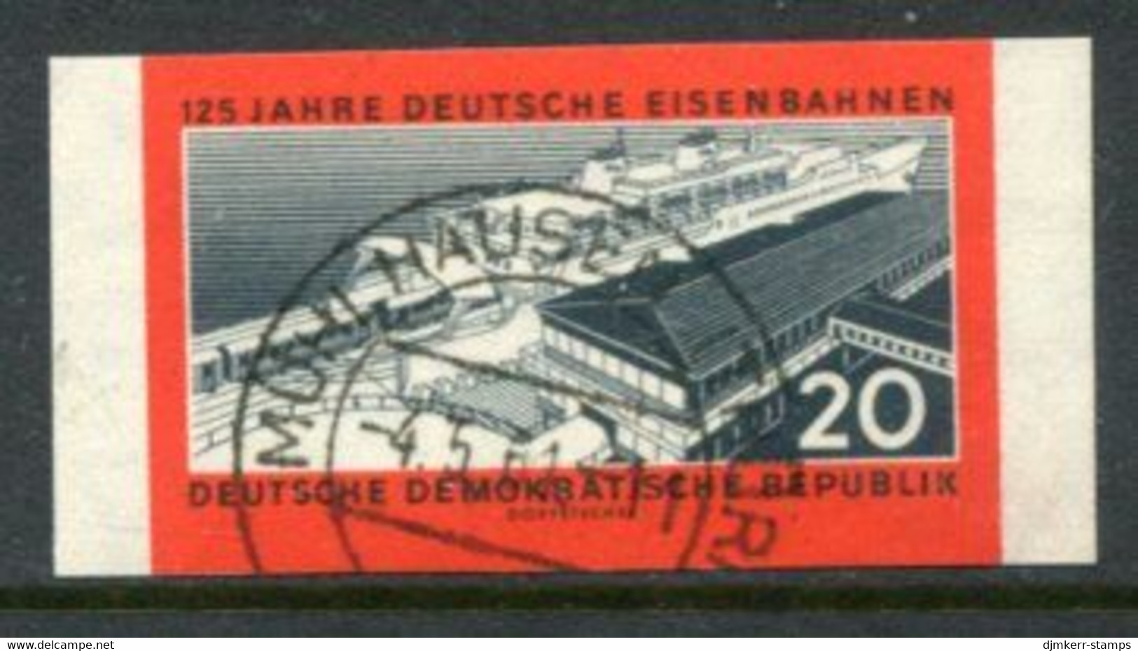 DDR / E. GERMANY 1960 Railway Anniversary 20 Pf. Imperforate Used.  Michel  805B - Gebruikt