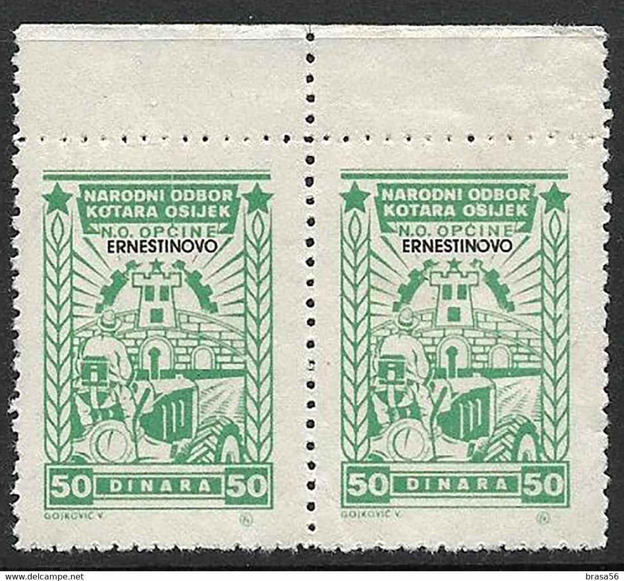 Yugoslavia Revenues Municipals Issues From 1945 Croatia Ernestinovo 50d Pair A.2 - Servizio