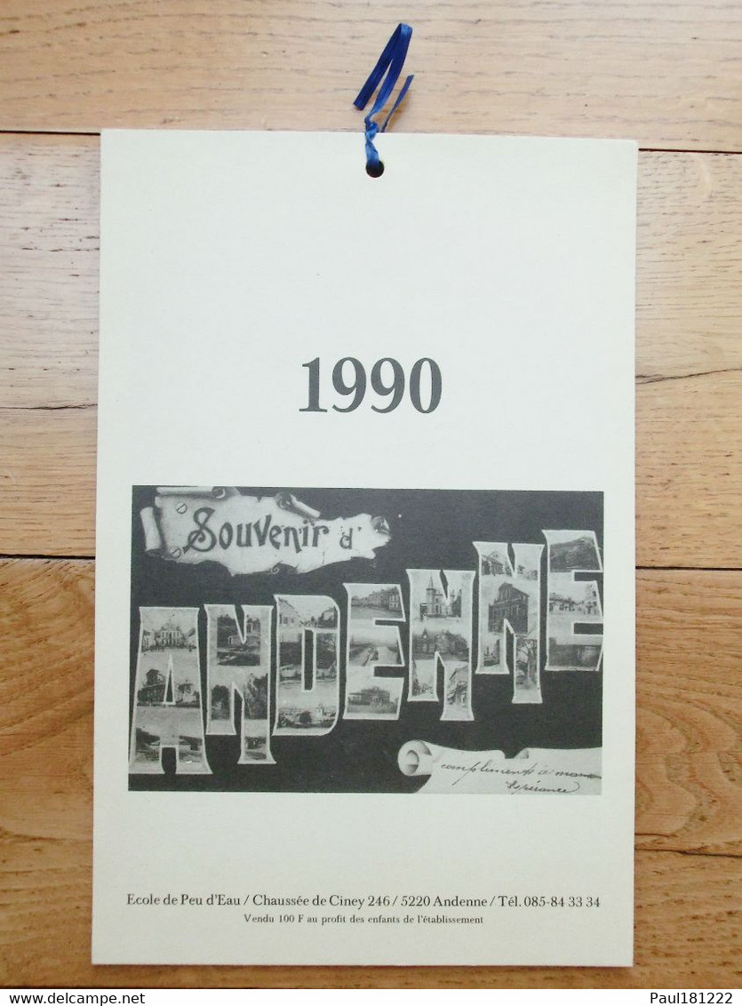 Andenne, Calendrier, 1990, Ecole De Peu D'Eau - Grand Format : 1981-90