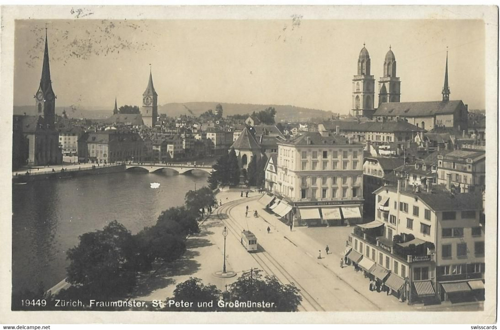 ZÜRICH: Antiquitätengeschäft Messikommer Mit Strassenbahn, Foto-AK ~1925 - Enge