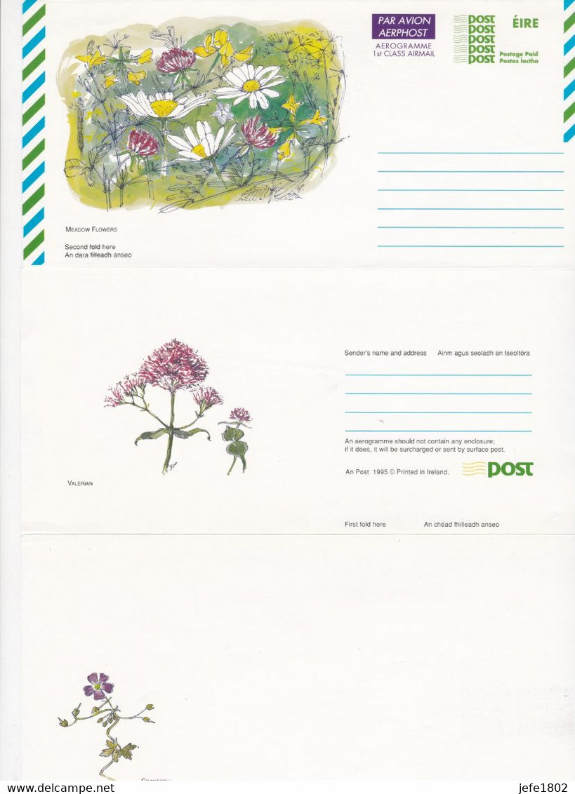 Aerogramme - Par Avion - Aerphost - Meadow Flowers - Valerian - Cranesbill - Interi Postali