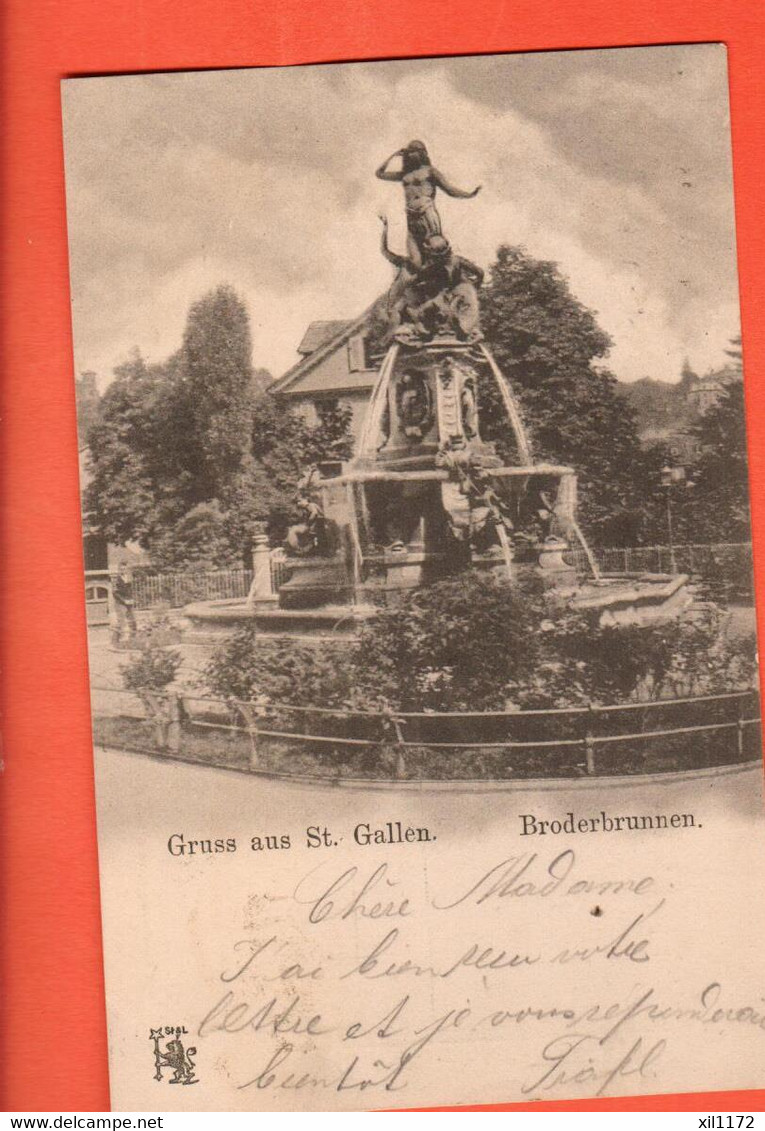 ZGR-05  Gruss Aus St.-Gallen Broderbrunnen  Pionier. Gelaufen Gossau 1899 - Gossau