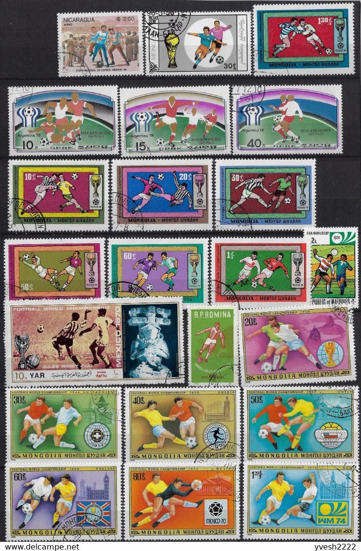 Football, petit lot de timbres et blocs. 13 scans