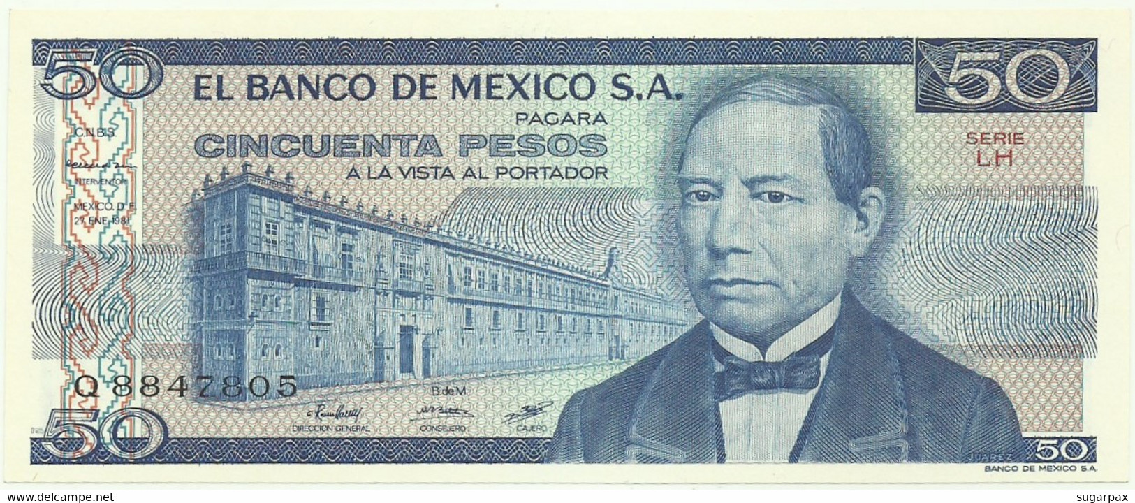 Mexico - 50 Pesos - 27.01.1981 - Pick 73 - Unc. - Série LH - Prefix Q - See Signature - Mexico