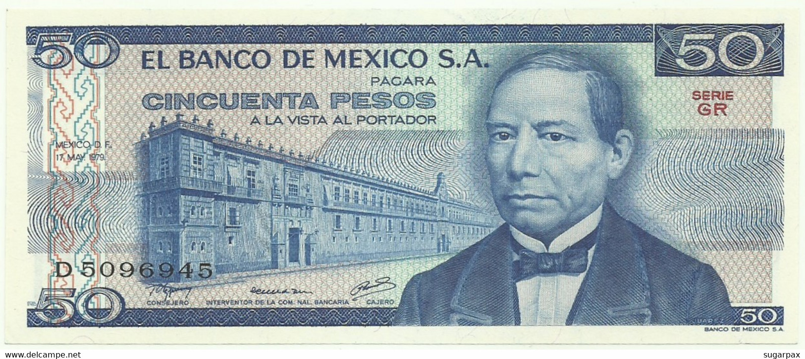 Mexico - 50 Pesos - 17.05.1979 - Pick 67.b - Unc. - Série GR - Prefix D - Mexico