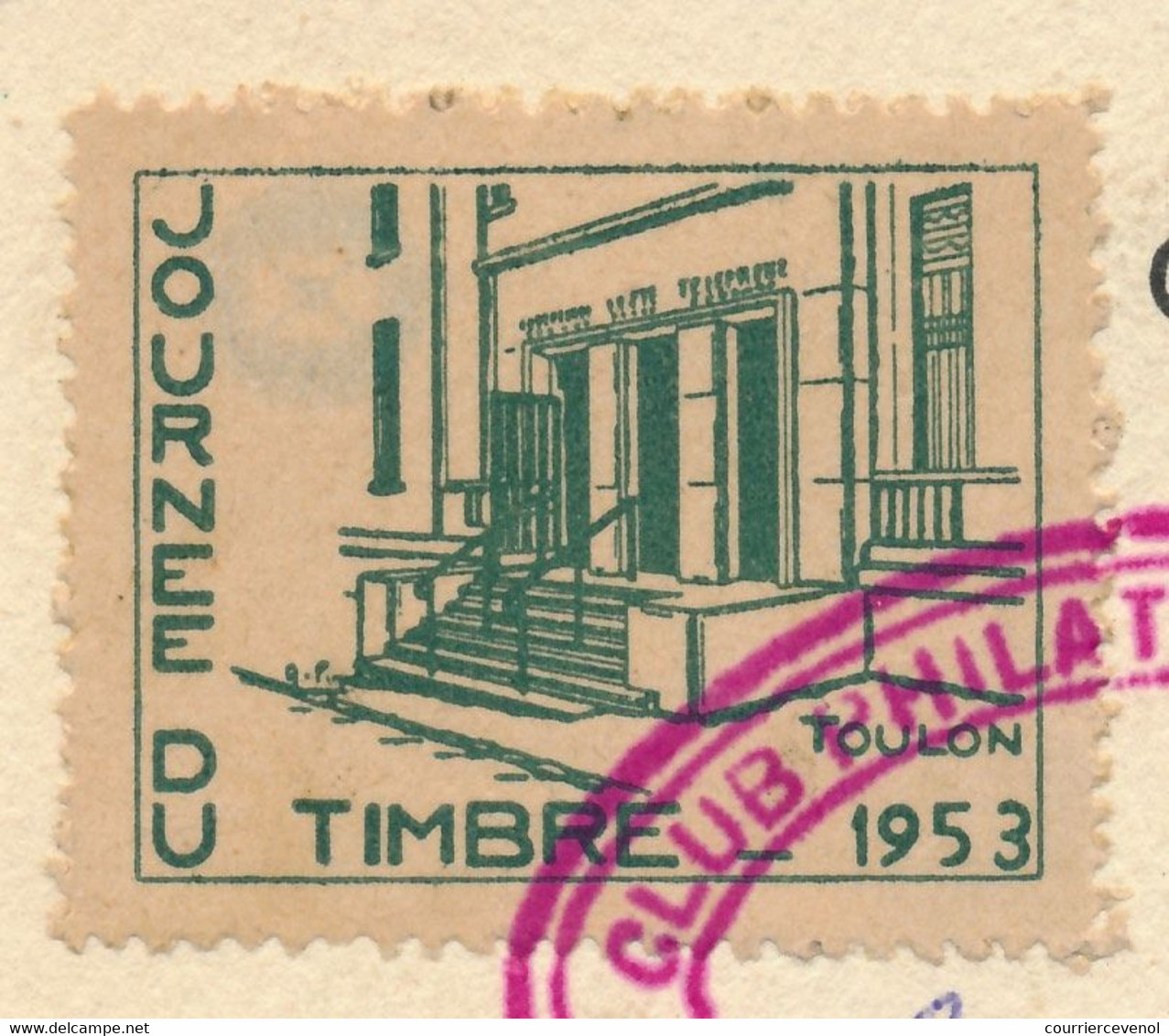 FRANCE => Vignette "Journée Du Timbre 1953 TOULON" Sur Carte Fédérale 12F + 3F D'Argenson - Toulon Mars 1953 - Briefmarkenmessen