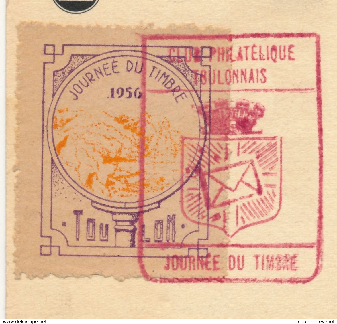 FRANCE => Vignette "Journée Du Timbre 1956 TOULON" Sur Carte Fédérale 12F + 3F François De Tassis - Toulon 1956 - Philatelic Fairs