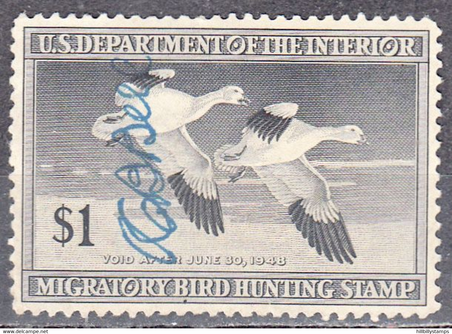 UNITED STATES  SCOTT NO RW14   USED   YEAR  1947 - Duck Stamps