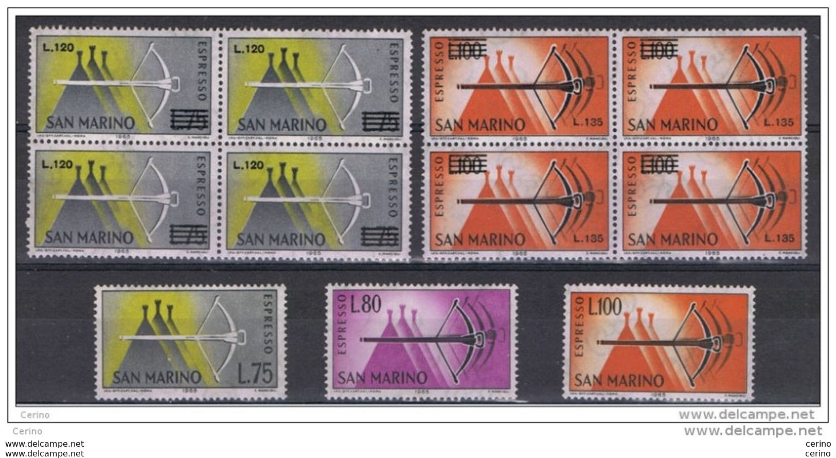 SAN  MARINO:  1965/66  EX. BALESTRA  -  5  S. CPL. N. -  SASS. 25/26 + 27/29 - Express Letter Stamps