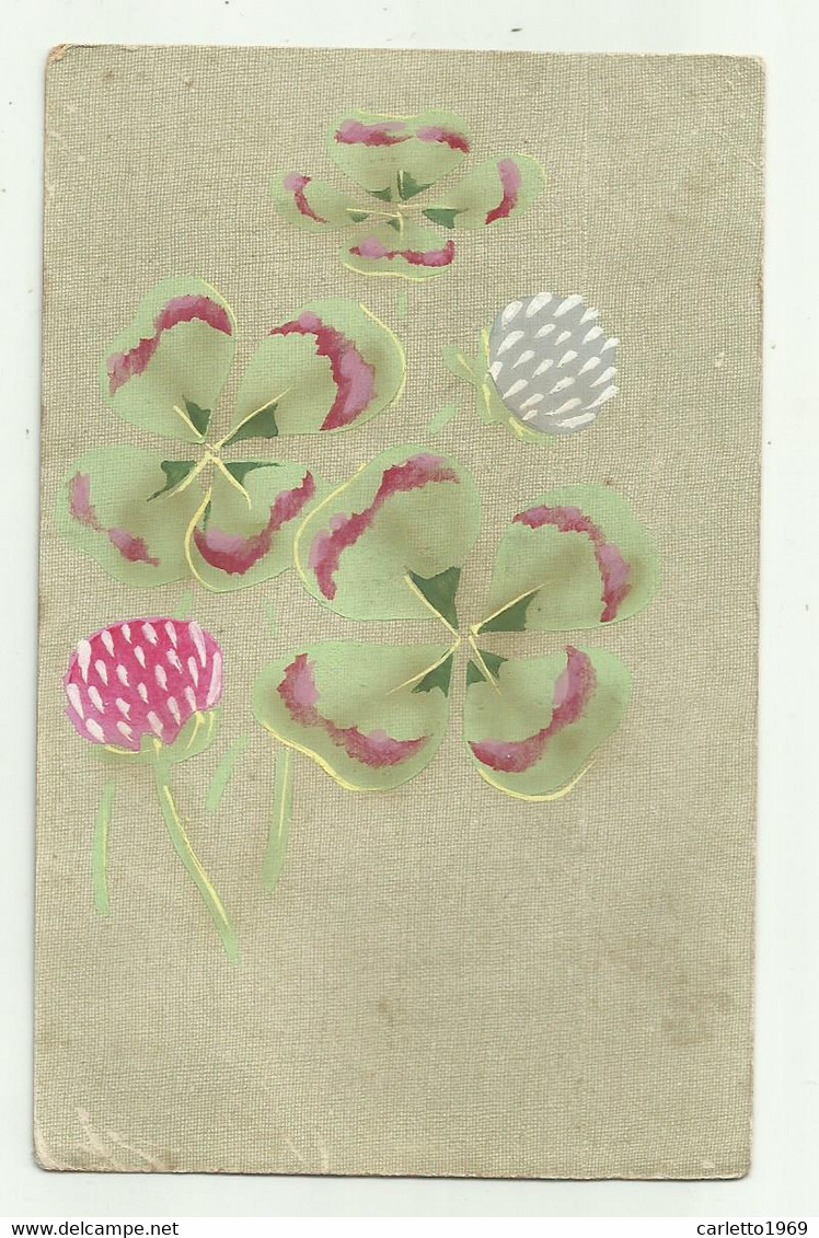 QUADRIFOGLI E FIORI DIPINTA A MANO DEL 1909 INVIATA DA LUGO - VIAGGIATA  FP - 1900-1949