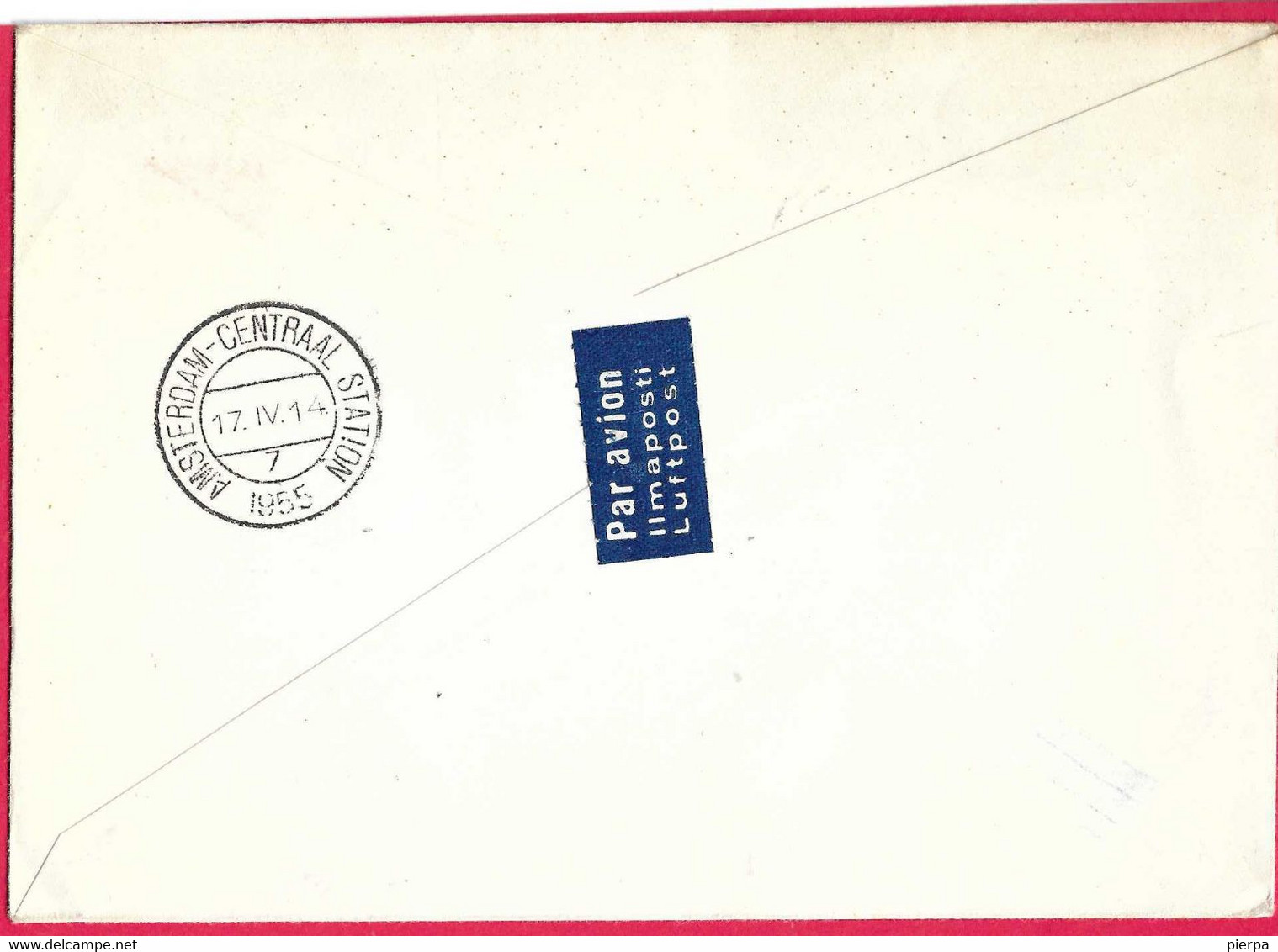 FINLANDIA - FIRST FLIGHT HELSINKI - HELSINGORFORS - AMSTERDAM * 17.4.1955* SU BUSTA GRANDE - Storia Postale