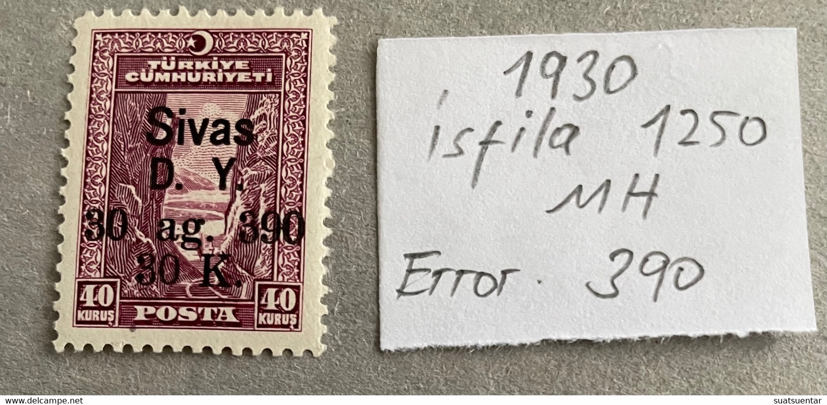 1930 Sivas-Ankara Railway Stamps Error   390 MH Isfila 1250 - Neufs