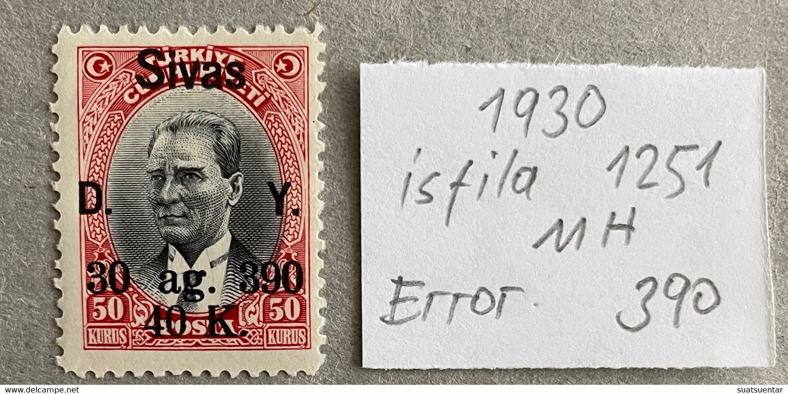 1930 Sivas-Ankara Railway Stamps Error   390 MH Isfila 1251 - Ongebruikt