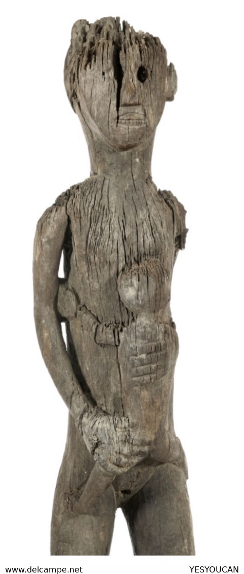 Sculpture DAYAK XIX S. Borneo 132,5 Cm. Ex Coll.Minkoff Genéve (Indonesia/Malaysia Mother & Child Tribal Art Wood Statue - Arte Antica