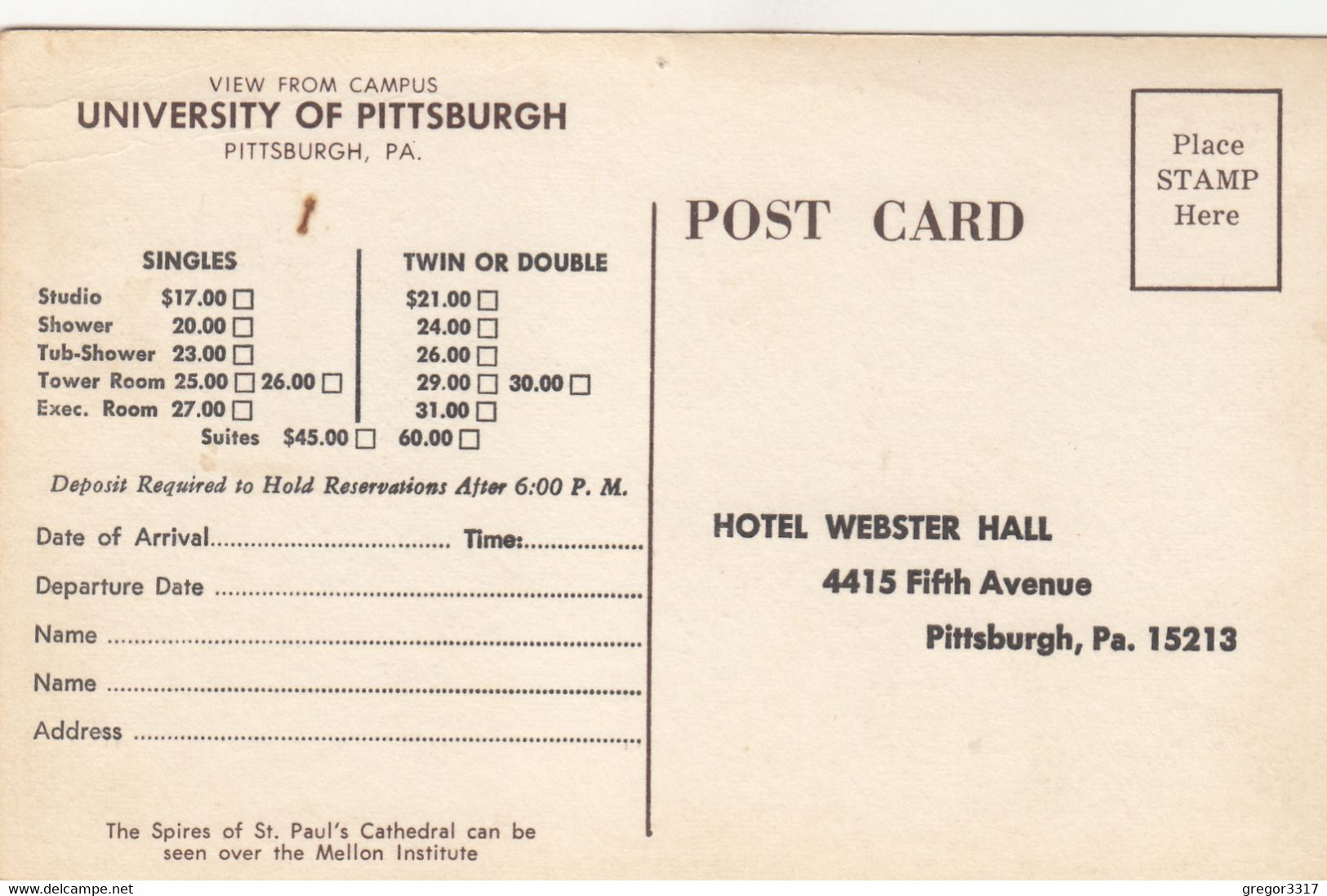 B9507) Webster Hall Motor Hotel - MELLON INSTITUTE - Heinz Memorial Chapel - PITTSBURGH - PA. - - Pittsburgh