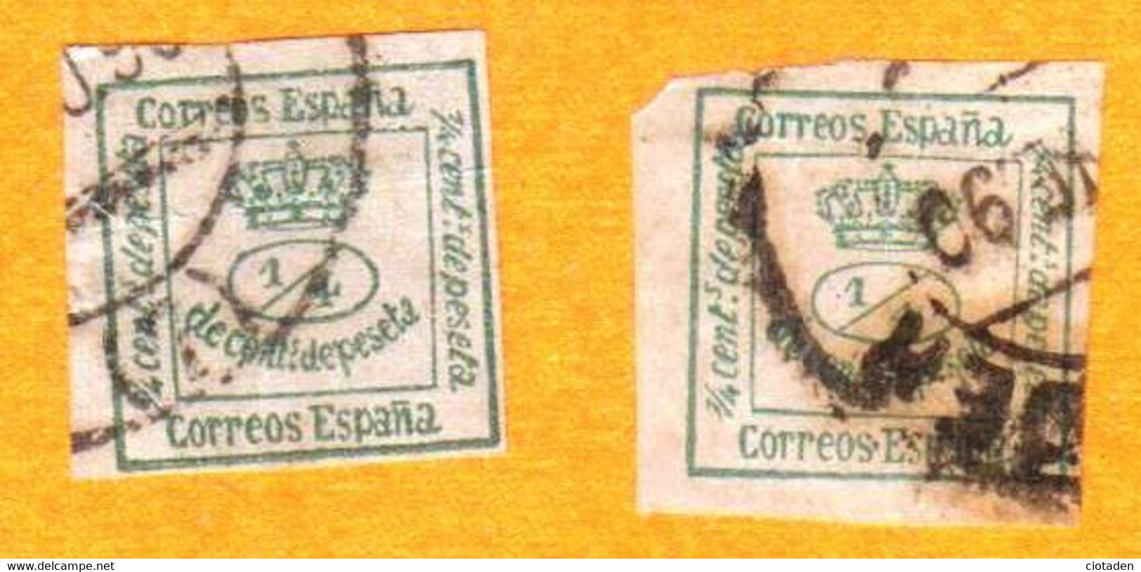 Espagne - 1873 - Couronne Royale - 2 Timbres - Usados