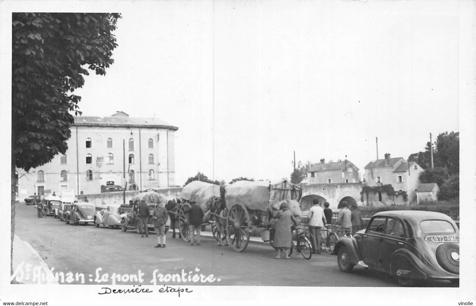 22-4927 : SAINT-AIGNAN. CARTE-PHOTO. LIGNE DE DEMARCATION. LE PONT FRONTIERE. SECONDE GUERRE MONDIALE - Saint Aignan