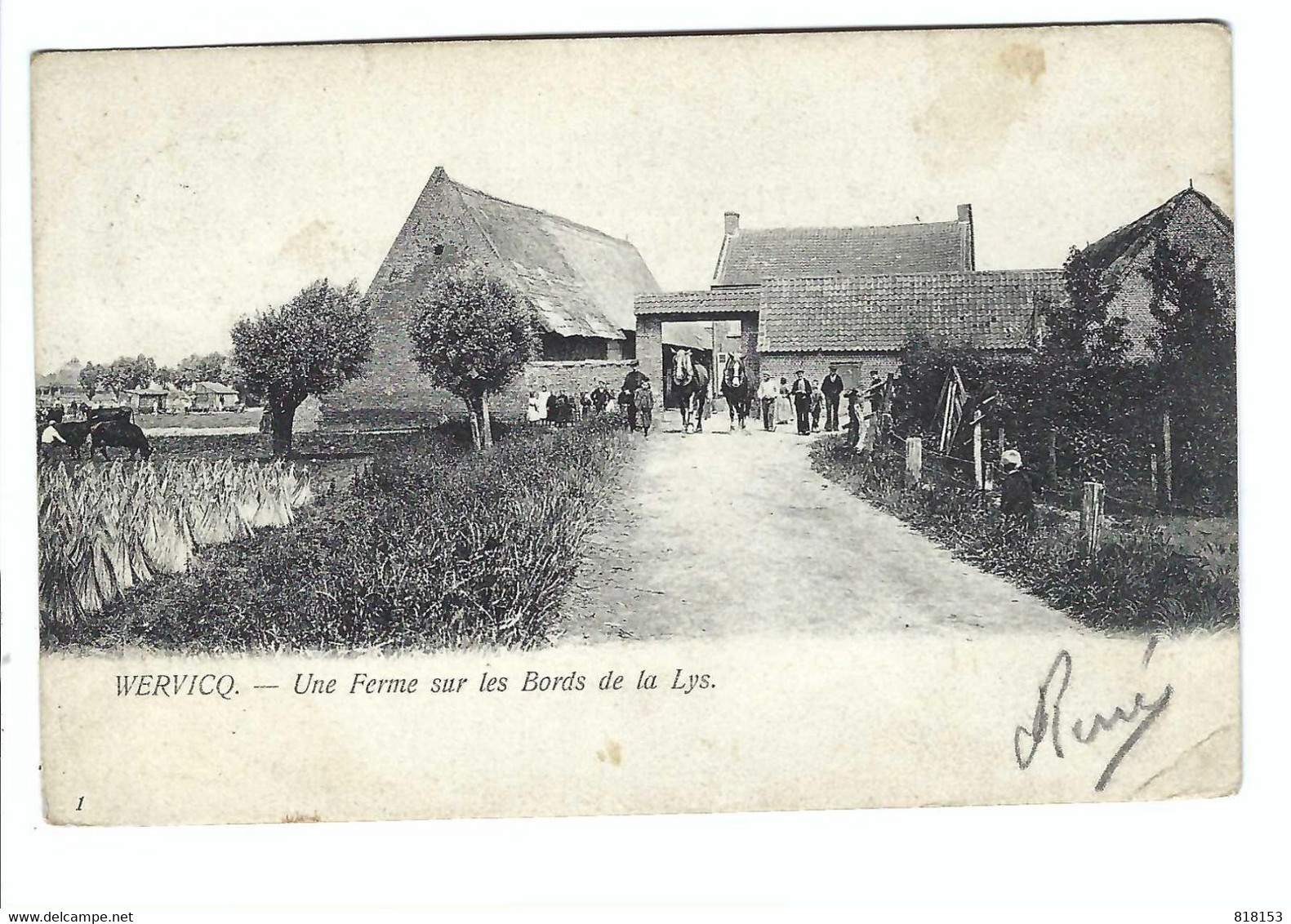 Wervik  WERVICQ  -  Une Ferme Sur Les Bords De La Lys  1905 - Wervik