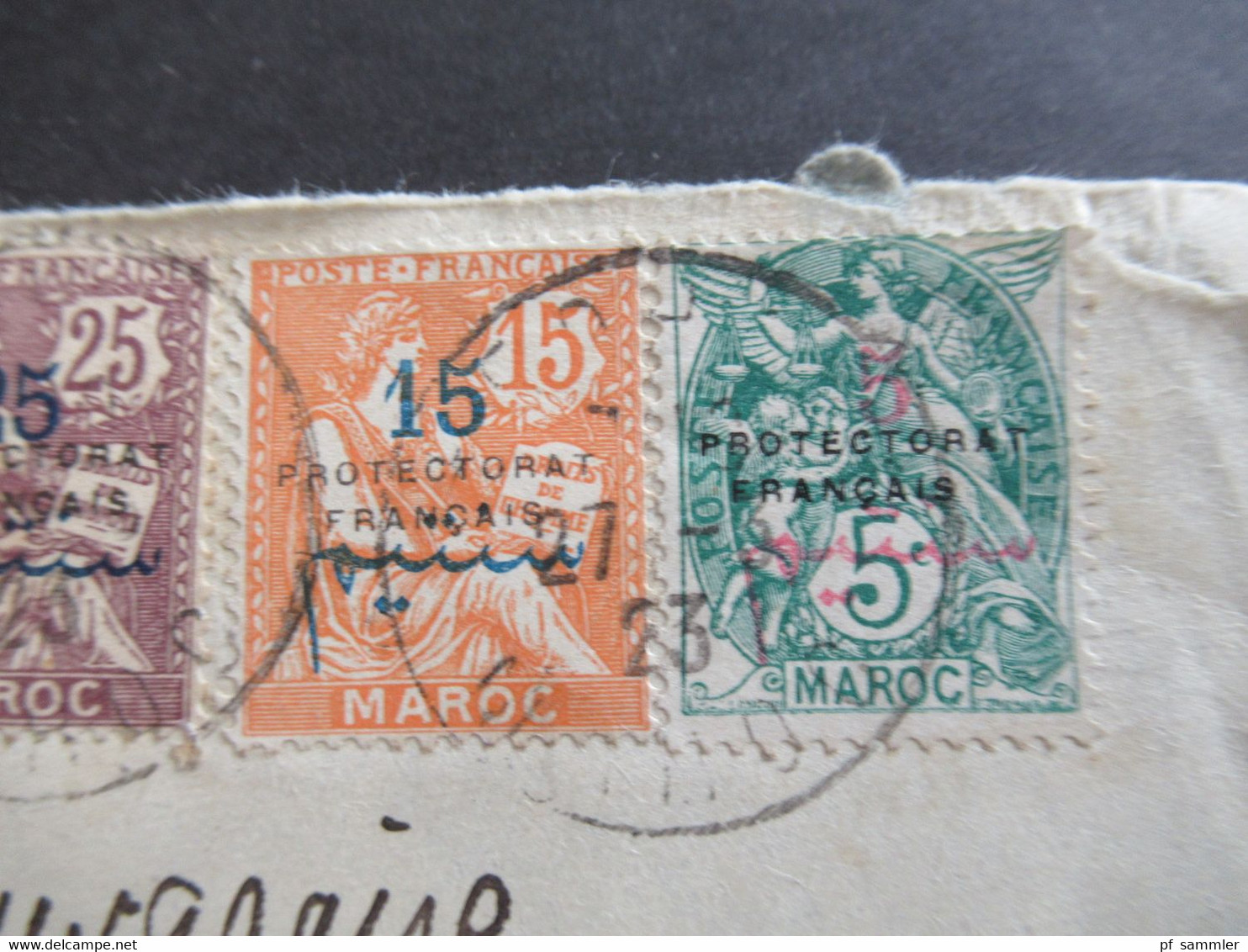 1923 Kolonie Marokko MiF 4 Marken Mit Aufdruck Protectorat Francais Stempel Fedhala Maroc Nach Stuttgart - Covers & Documents