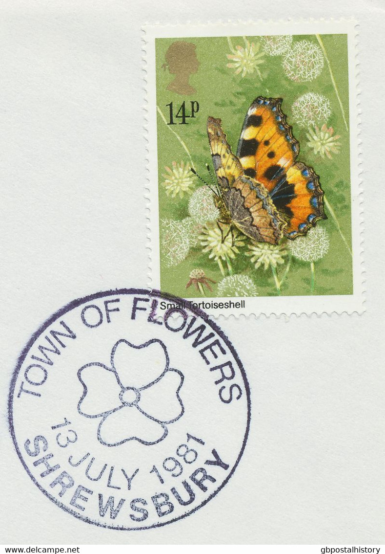 GB TOWN OF FLOWERS - 13 JULY 1981 - SHREWSBURY Special Event Postmark In Rare Dark Blue Color - Marcofilie